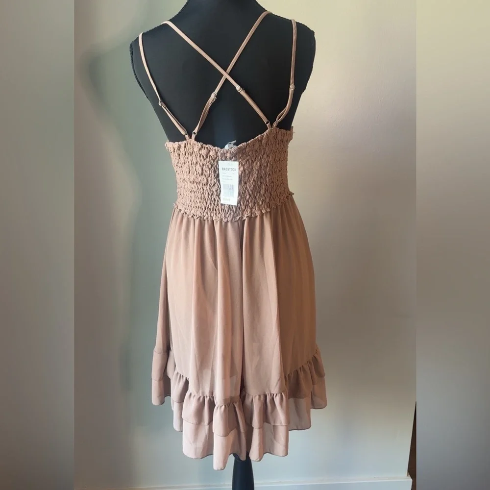 NWT Lace Trim Spaghetti Strap Ruffle Dress size Large - Picture 3 of 4